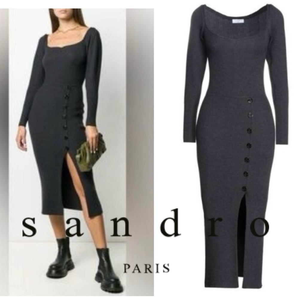 Sandro Paris Madine Knit Sweater Dress Size 1 (Small)